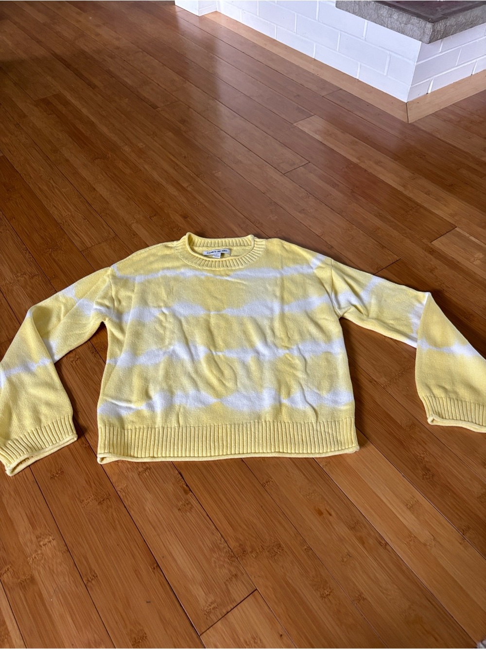 Elizabeth and James Yellow and White Striped Crewneck Sweater